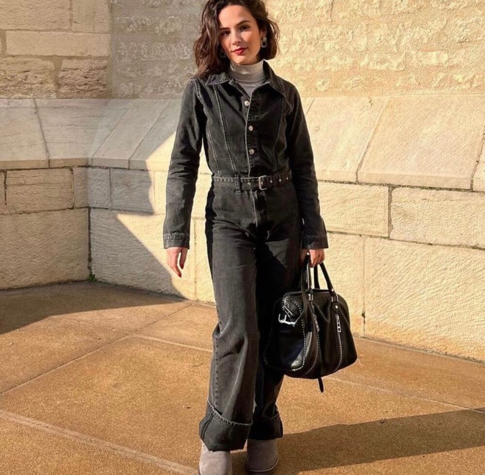 ZARA FULL LENGTH TRF DENIM JUMPSUIT ANTHRACITE GREY